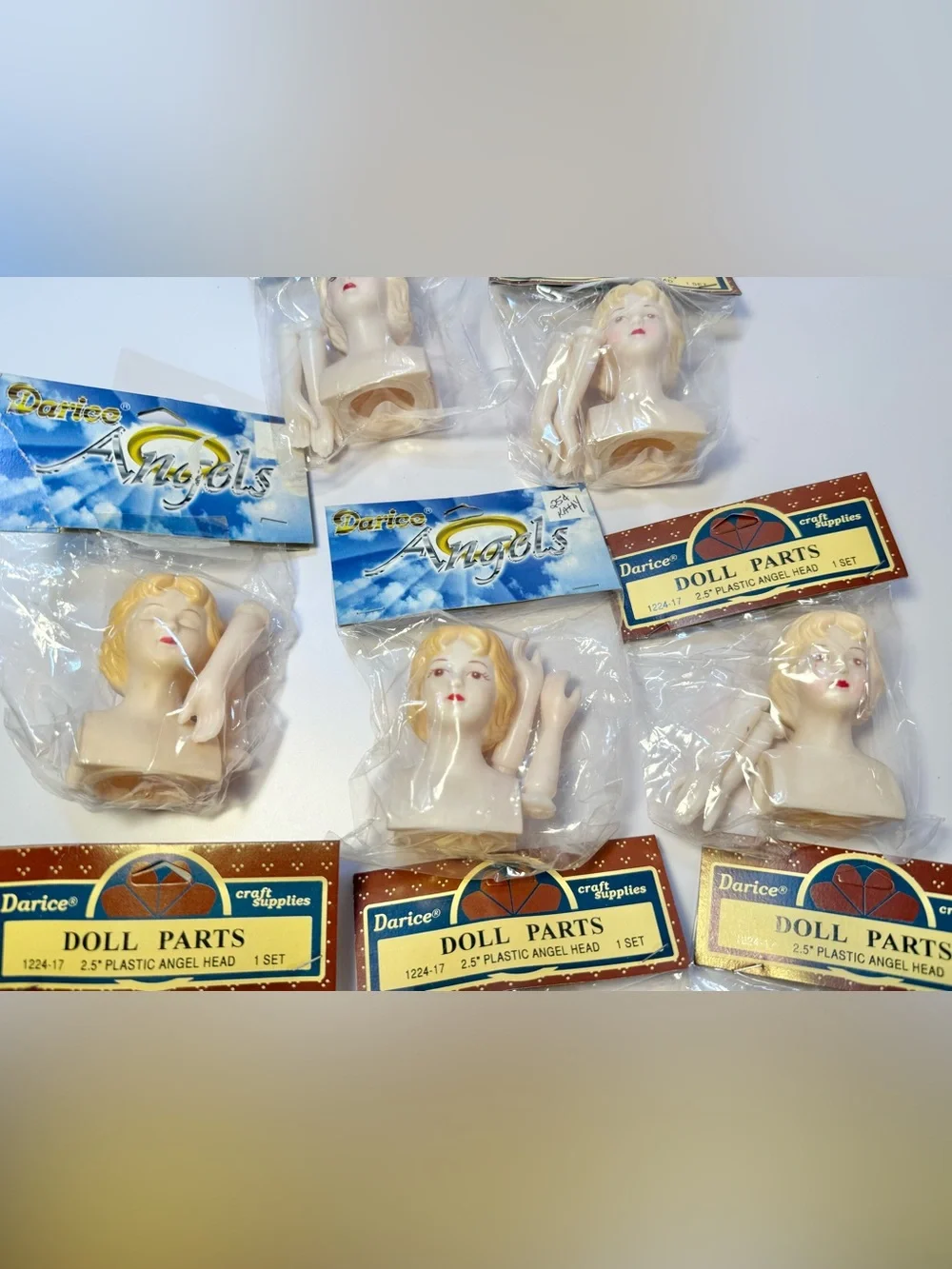 8 Darice Blonde Cream Angel Doll Heads with hands parts Craft 2.5” -1224-17 new